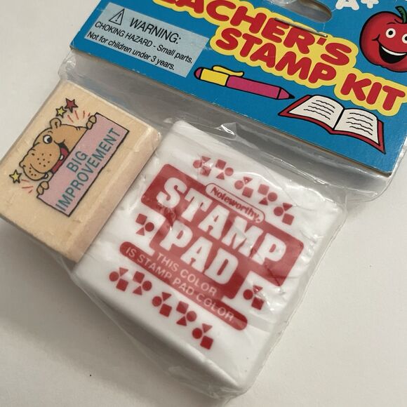 NEW VTG Noteworthy “Big Improvement” Stamp Ink Kit Teacher School 1997 Deadstock - Picture 5 of 5